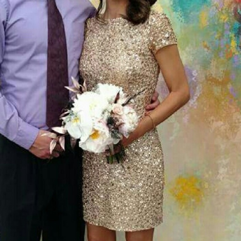 Adrianna Papell short sleeves beaded dress - Picture 10 of 11